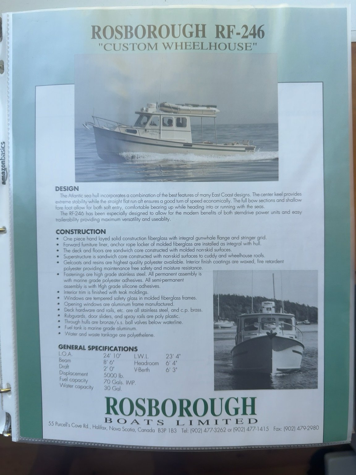 Original Rosborough RF-246 specification sheet