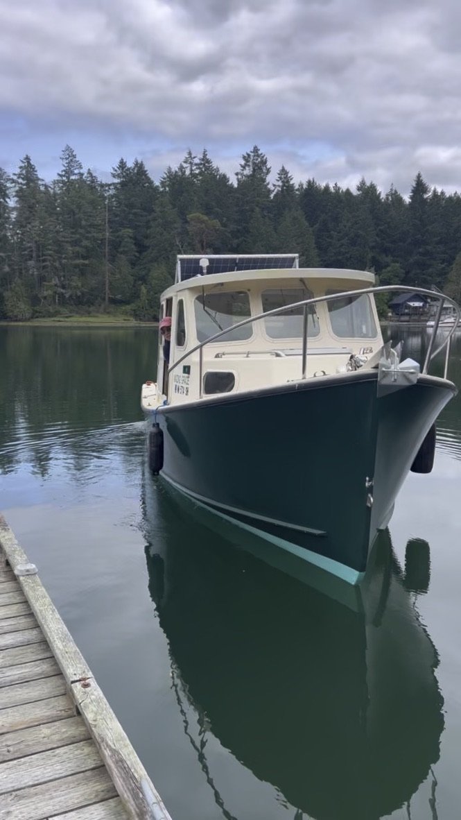 Solar panel mounted on the wheelhouse roof