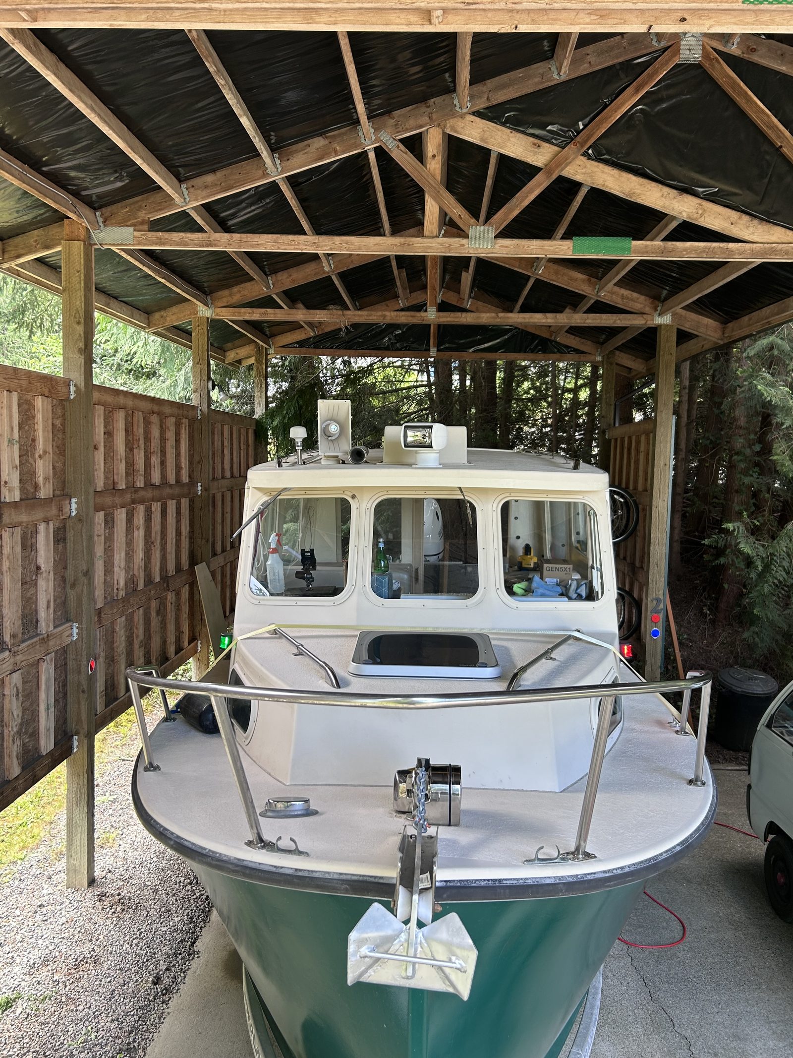 Amazing Grace under cover during refit work